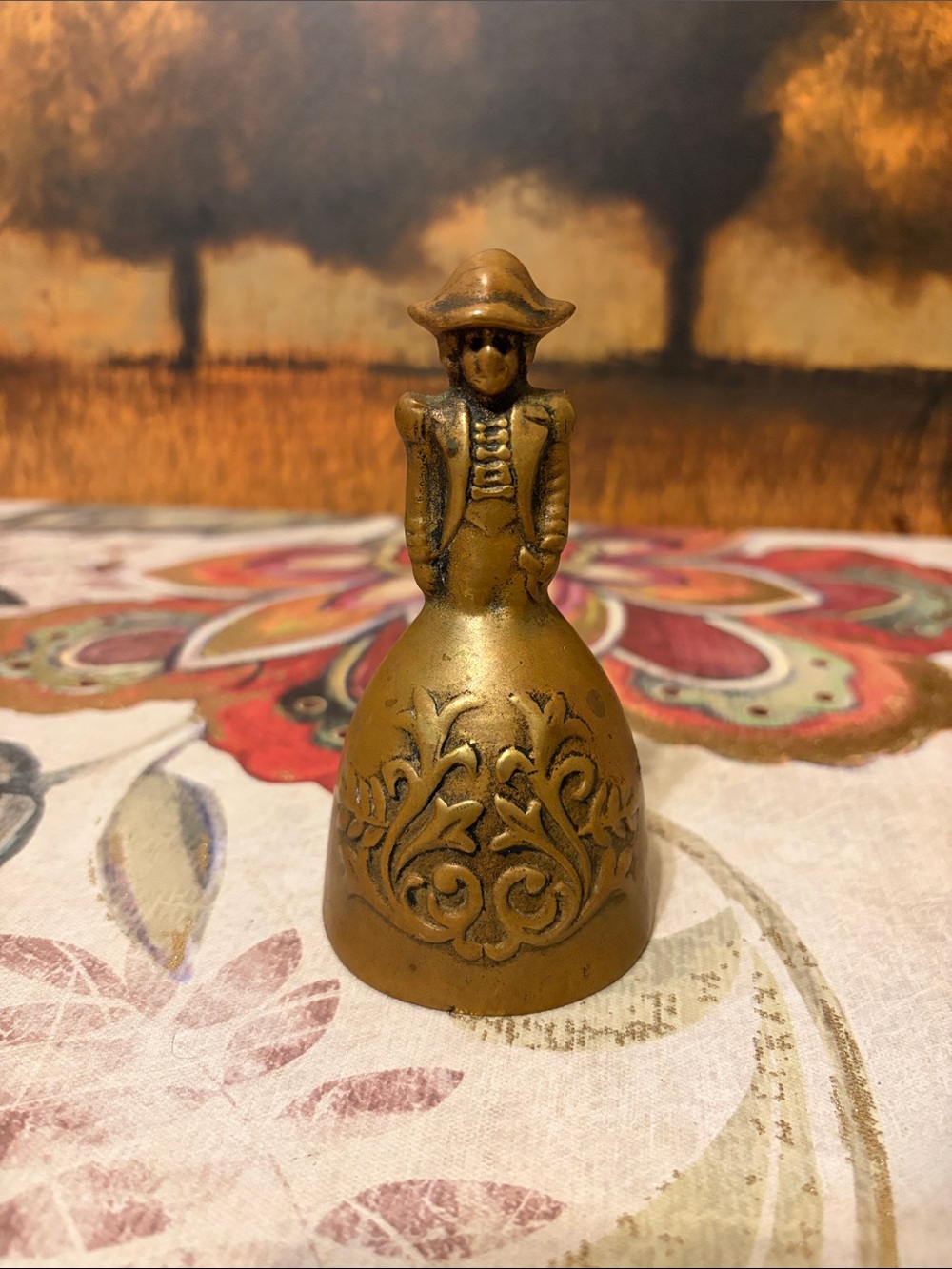 Brass Decorative Colonial Bell with Floral Detailing